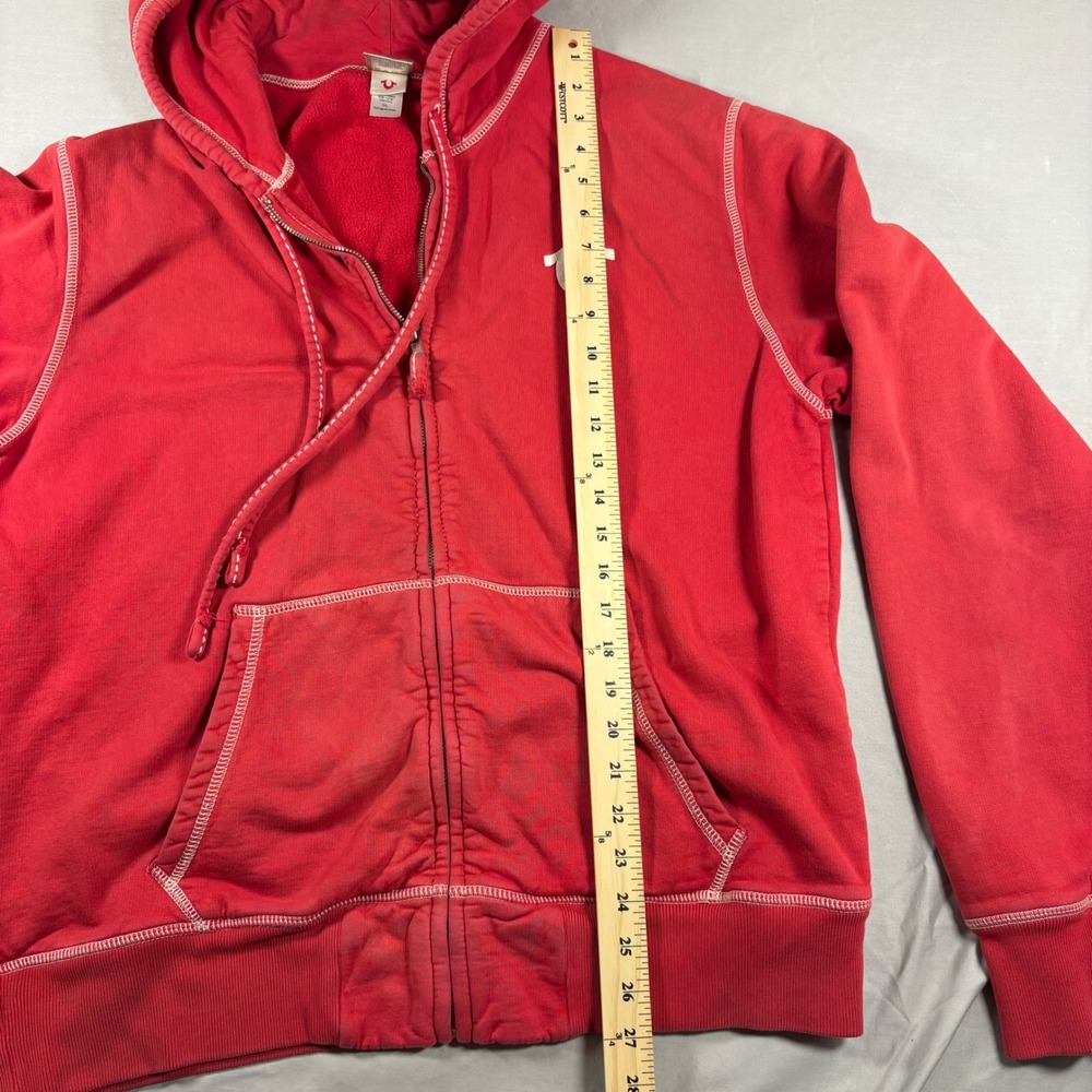 Vintage Y2K True Religion Hoodie Mens XXL Red Full Zip Buddha World Tour USA - Picture 4 of 9